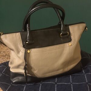 Tignanello Black and Tan Leather Tote